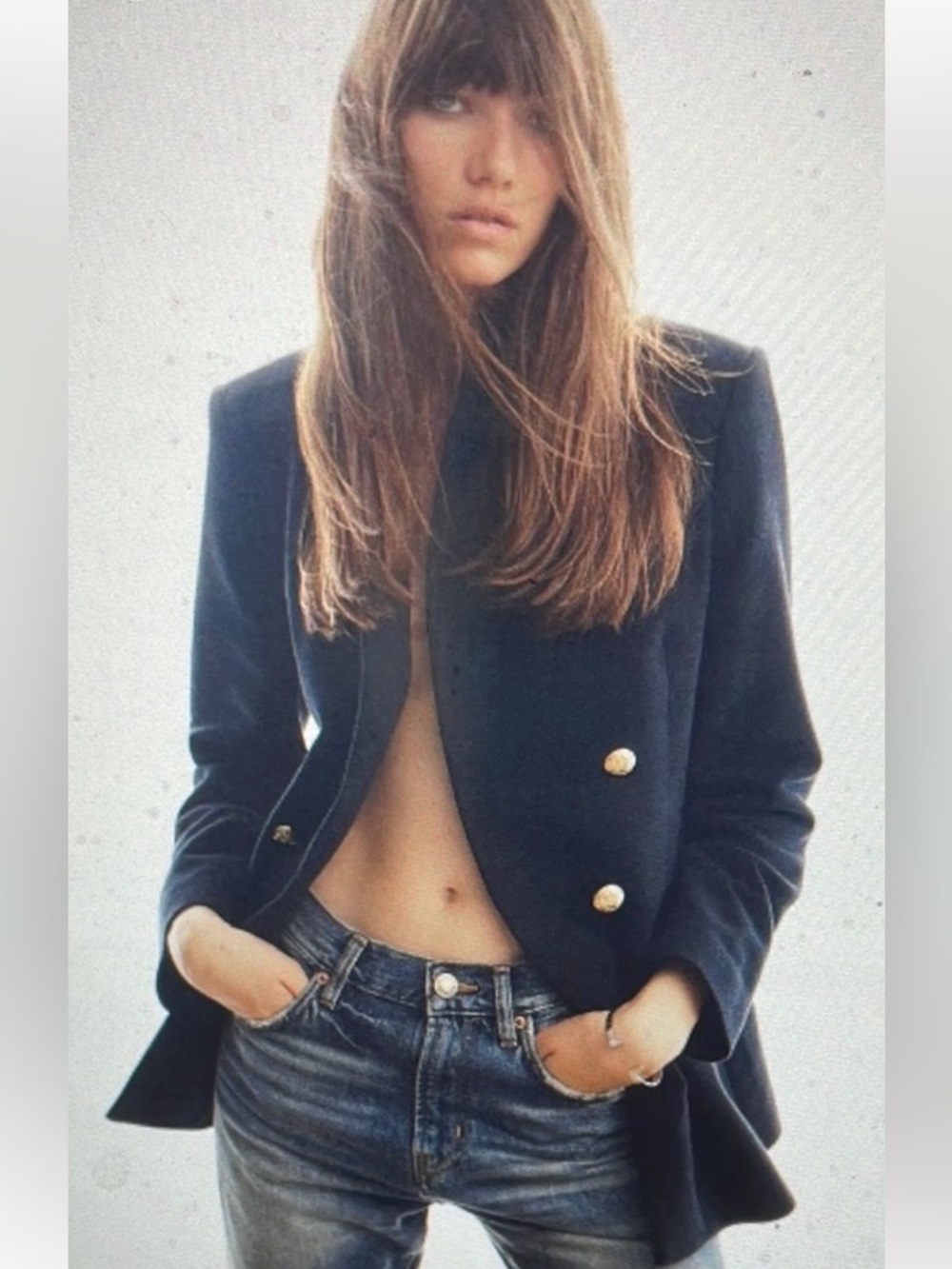 Zara Boucle Textured Double-Breasted Blazer
